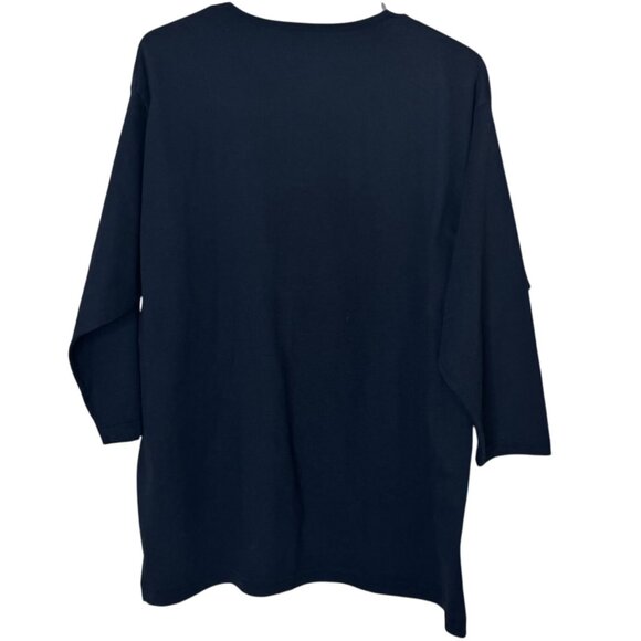 Vintage 80s Art Top Glam Woman Dog Graphic Metallic Shoulder Pads 3/4 Sleeve XL - Picture 3 of 3